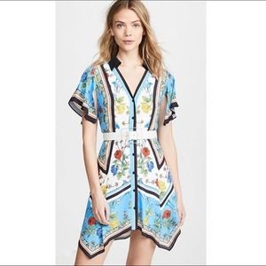 NWOT alice + olivia Floral Print Conner Handkerchief Shirtdress Size S